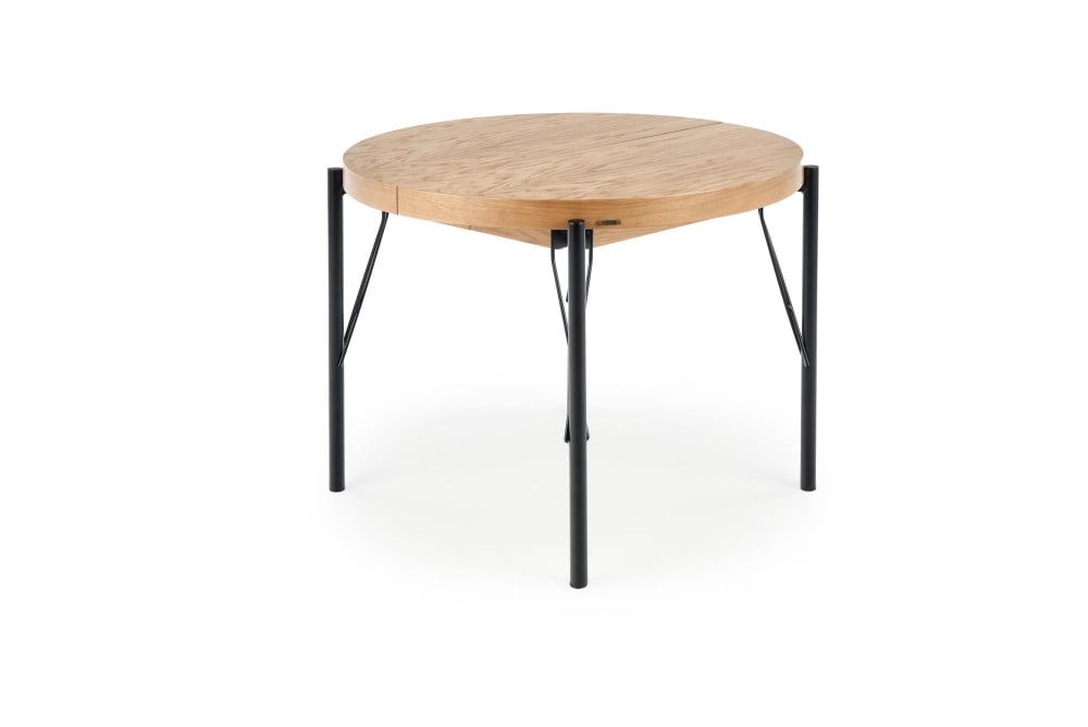 wohnli-moebel-suche-M25155858 Wohnli Möbelsuche - Ausziehbarer Tisch MDF Eichenfurnier Stahlbeinen Ø100/300 cm