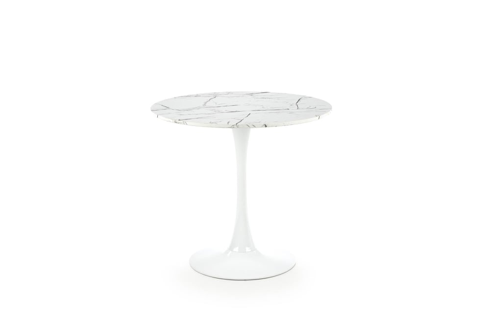 wohnli-moebel-suche-M25155863 Wohnli Möbelsuche - Runder Tisch in Marmoroptik mit weißem Stahlgestell Ø80x73 cm