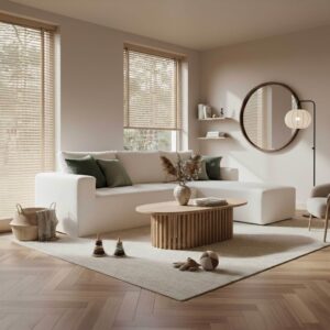4-Sitzer-Ecksofa aus Frottee mit ecrufarbener Chaiselongue L 265 cm 265x72x175cm Stoff Weiß Oviala Sofas und Sessel Sofas Ecksofas