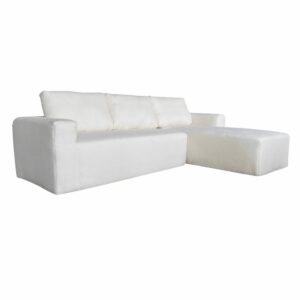 Wohnli Möbelsuche - 4-Sitzer-Ecksofa aus Frottee mit ecrufarbener Chaiselongue L 265 cm
