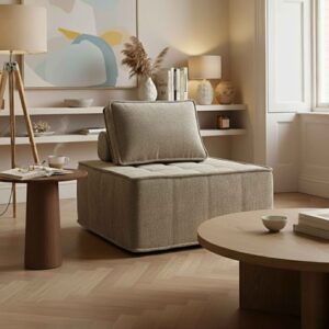 Stoffsessel für Modulsofa mit taupefarbenem Kissen 85x75x85cm Stoff Beige Oviala Sofas und Sessel Sofas 2-Sitzer-Sofas & 3-Sitzer-Sofas