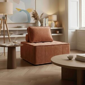 Stoffsessel für Modulsofa mit terrakottafarbenem Kissen 85x75x85cm Stoff Braun Oviala Sofas und Sessel Sofas 2-Sitzer-Sofas & 3-Sitzer-Sofas