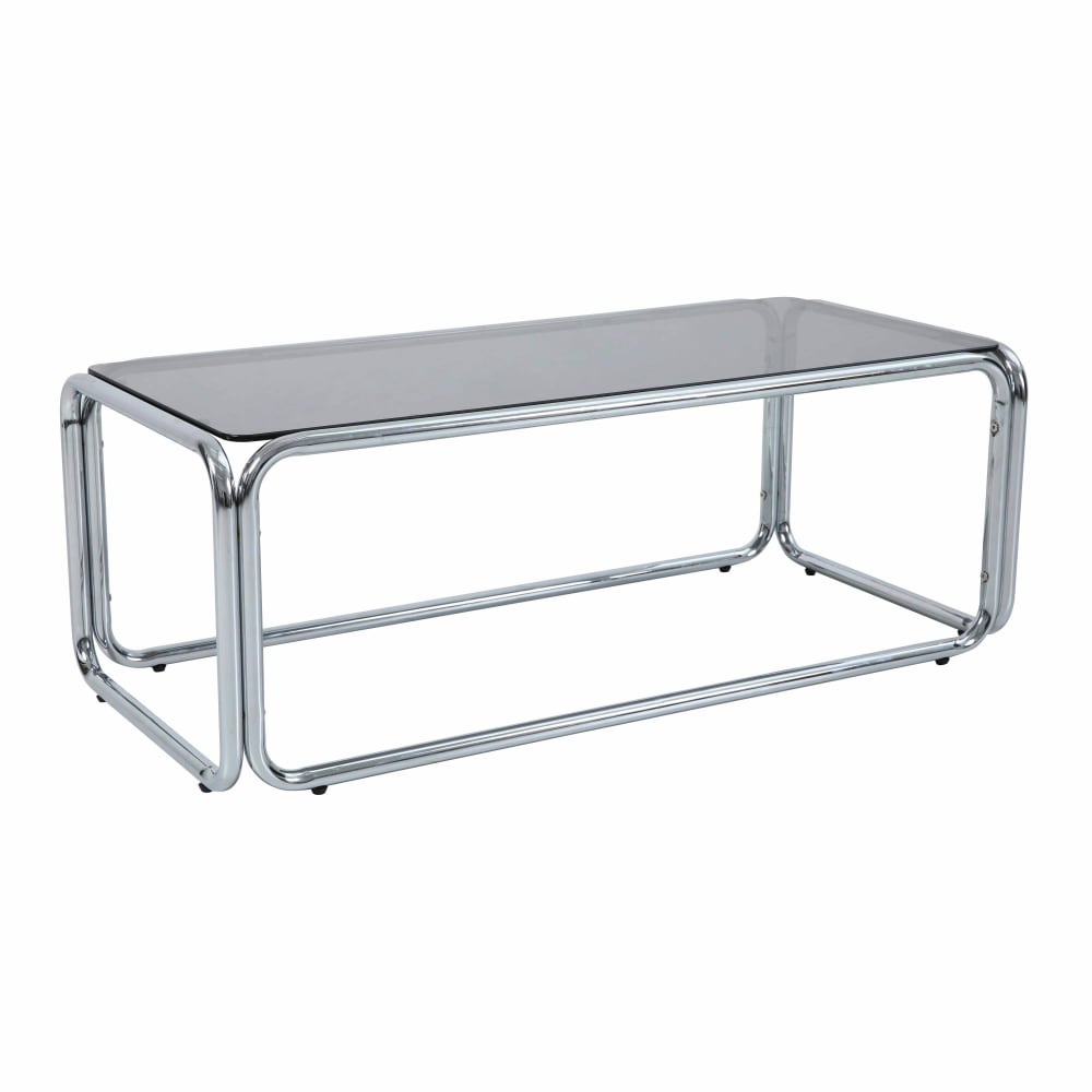 wohnli-moebel-suche-M25155908 Wohnli Möbelsuche - Rechteckiger Couchtisch (L 110 cm) aus Metall und schwarzem Glas