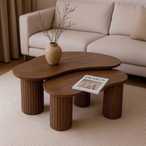 wohnli-moebel-suche-M25155909-1 Dunkelholz Couchtisch aus Melamin 100x38x60cm Holz Beige Oviala Möbel Wohnzimmermöbel Couchtische