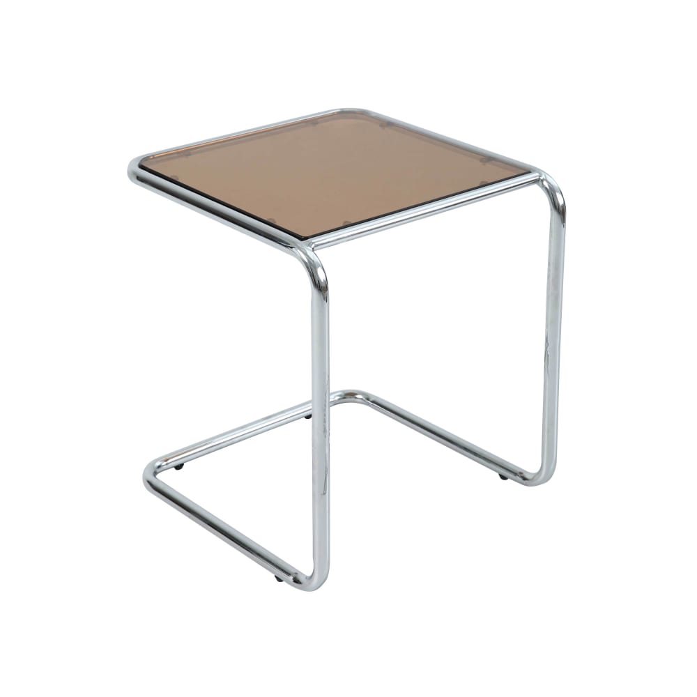 wohnli-moebel-suche-M25155913 Wohnli Möbelsuche - Quadratischer Couchtisch (L 50 cm) aus Metall und braunem Glas