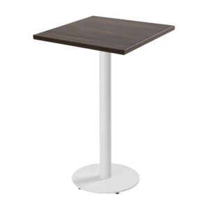 wohnli-moebel-suche-M25155929 Wohnli Möbelsuche - Tisch quadratisch 60 cm hoher weißer Fuß und dunkle Holzverkleidung
