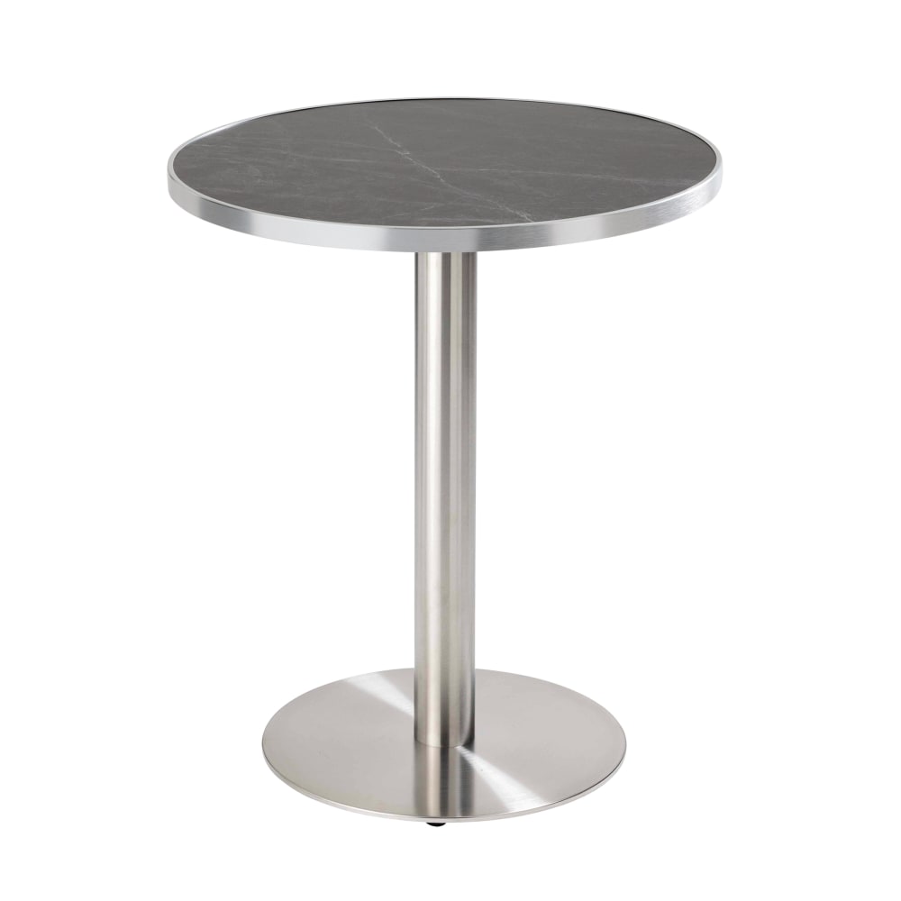 Wohnli Möbelsuche - Esstisch rund 60 cm Marmorplatte schwarz/silber und silberner Fuß