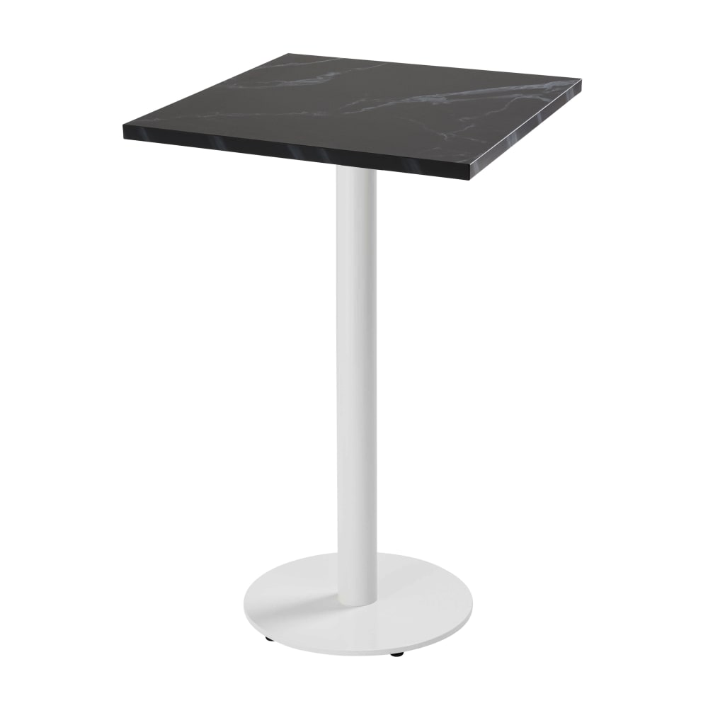wohnli-moebel-suche-M25155978 Wohnli Möbelsuche - Quadratischer Stehtisch mit weißem Fuß und schwarzer Marmorverkleidung