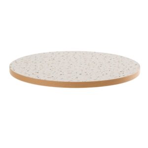 Tisch rund 60 cm hoch weißer Fuß und Terrazzo-Beschichtung 2x108x0cm Stahl Weiß Oviala Möbel Esszimmermöbel Esstische