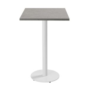 wohnli-moebel-suche-M25155986-1 Quadratischer Stehtisch weißer Fuß und hellgraue Betonverkleidung 60x108x60cm Stahl Grau Oviala Möbel Esszimmermöbel Esstische