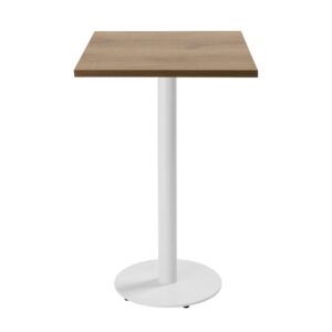 wohnli-moebel-suche-M25156016-1 Tabelle hoch quadratisch 60 cm Fuß weiß und Holzverkleidung hellbraun 60x108x60cm Stahl Braun Oviala Möbel Esszimmermöbel Esstische