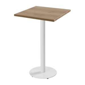 wohnli-moebel-suche-M25156016 Wohnli Möbelsuche - Tabelle hoch quadratisch 60 cm Fuß weiß und Holzverkleidung hellbraun