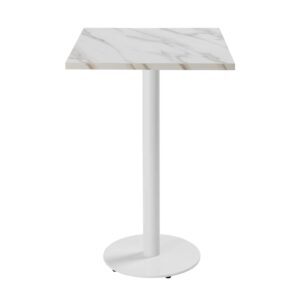 wohnli-moebel-suche-M25156049-1 Tabelle hoch quadratisch 60 cm Fuß weiß und weißer Marmorüberzug 60x108x60cm Stahl Weiß Oviala Möbel Esszimmermöbel Esstische