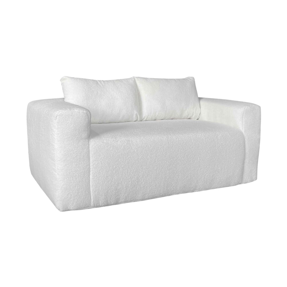 Wohnli Möbelsuche - 2-Sitzer-Sofa aus Bouclé-Stoff mit ecrufarbenen Kissen L 160 cm