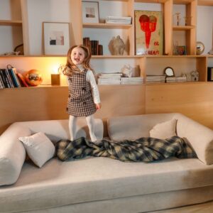 wohnli-moebel-suche-M25156193-1 2-Sitzer-Schlafsofa aus Stoff mit modularen Kissen in Ecru L 204 cm 204x67x102cm Stoff Weiß Oviala Sofas und Sessel Sofas Modulare Sofas