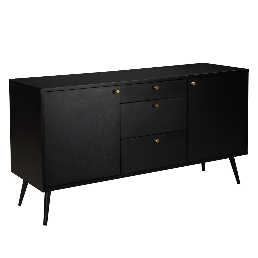 Wohnli Möbelsuche - Designer-Sideboard aus dunklem Holz mit 2 Türen und 3 Schubladen