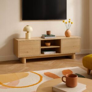 wohnli-moebel-suche-M25156207-1 TV-Schrank 160 cm aus hellem Holz 160x58x40cm Holz Beige Oviala Möbel Wohnzimmermöbel TV-Möbel