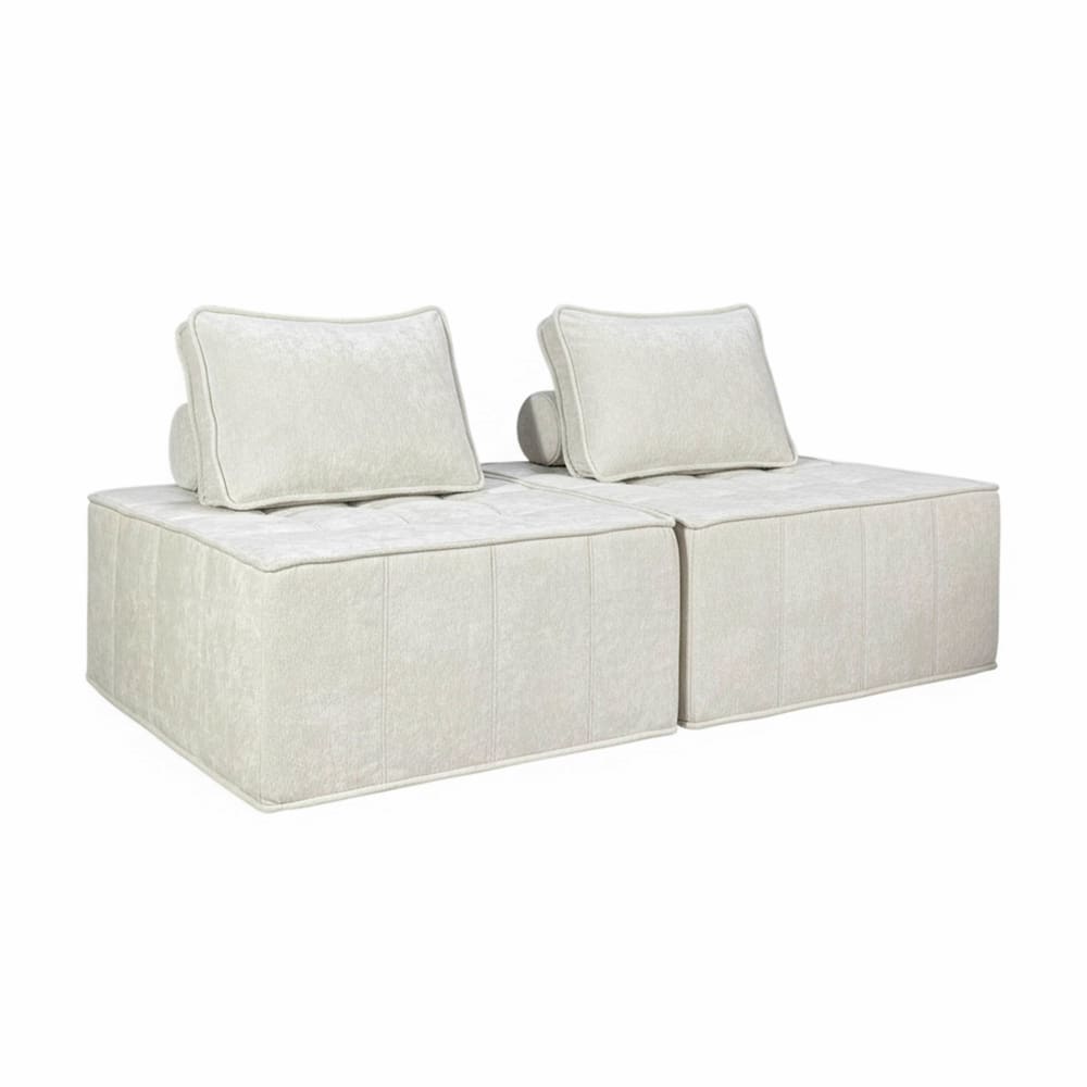 wohnli-moebel-suche-M25156891 Wohnli Möbelsuche - Set aus 2 Stoffsesseln für modulare Sofas mit ecrufarbenem Kissen
