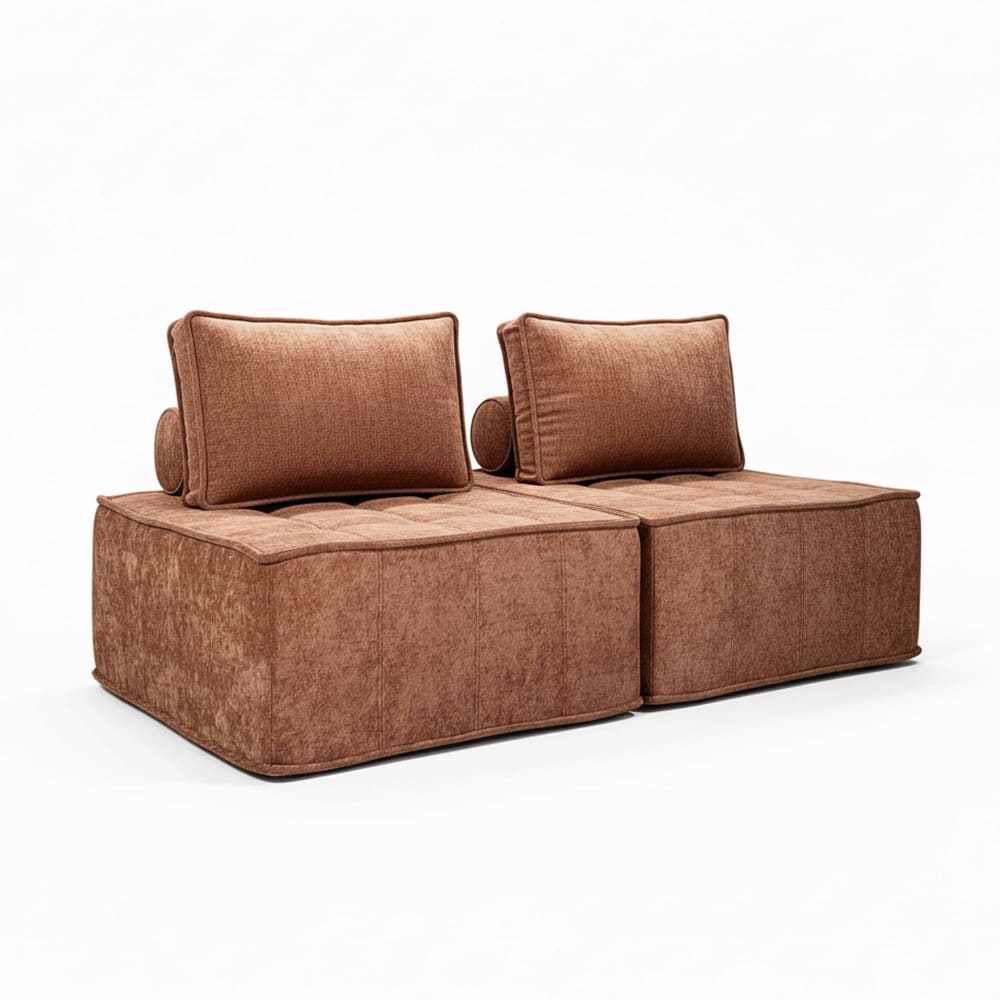 wohnli-moebel-suche-M25156917 Wohnli Möbelsuche - Set aus 2 Stoffsesseln für modulare Sofas terrakottafarbenem Kissen