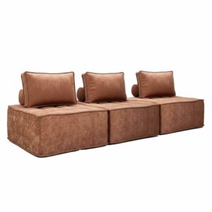 wohnli-moebel-suche-M25156918 Wohnli Möbelsuche - 3-Sitzer-Modulsofa aus Stoff mit terrakottafarbenen Kissen L 255 cm