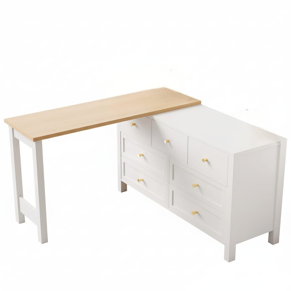 wohnli-moebel-suche-M25157060 Wohnli Möbelsuche - 360° Ausziehbarer Schreibtisch in Eichenoptik mit Schrank