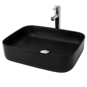Keramik Waschbecken mit Ablaufgarnitur Handwaschbecken Schwarz 51x13x39cm Keramik Schwarz ML-Design Möbel Badezimmermöbel Waschbecken