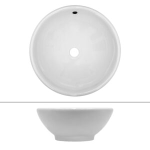 wohnli-moebel-suche-M25157360-1 Keramik Waschbecken mit Ablaufgarnitur ch Waschtisch 42x17x42cm Keramik Weiß ECD Germany Möbel Badezimmermöbel Waschbecken