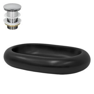 wohnli-moebel-suche-M25157396 Wohnli Möbelsuche - Keramik Waschbecken mit Ablaufgarnitur Handwaschbecken Schwarz