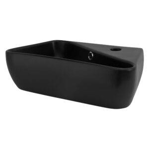 Keramik Waschbecken mit Ablaufgarnitur Aufsatzwaschbecken Schwarz 45x13x27cm Keramik Schwarz ML-Design Möbel Badezimmermöbel Waschbecken