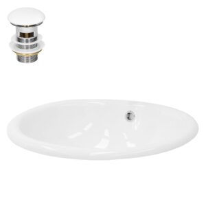 wohnli-moebel-suche-M25157437 Wohnli Möbelsuche - Waschbecken Keramik mit Ablaufgarnitur Waschtisch 490 mmx195mm