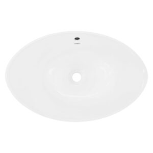 wohnli-moebel-suche-M25157438-1 Keramik Waschbecken mit Ablaufgarnitur Waschtisch 59x20x39cm Keramik Weiß ECD Germany Möbel Badezimmermöbel Waschbecken