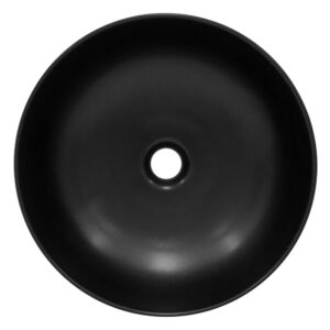 Waschbecken Keramik mit Ablaufgarnitur Waschtisch Ø 415x135 mm 42x14x42cm Keramik Schwarz ECD Germany Möbel Badezimmermöbel Waschbecken