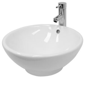 Wohnli Möbelsuche - Waschbecken Waschtisch Ø 420 x 170 mm aus Keramik Rund Weiß
