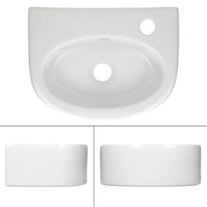 Waschbecken aus Keramik in Weiß 355x255x130 mm 34x13x26cm Keramik Weiß ECD Germany Möbel Badezimmermöbel Waschbecken
