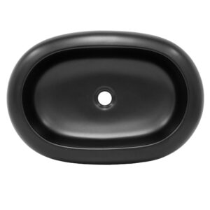 wohnli-moebel-suche-M25157496-1 Waschbecken Keramik mit Ablaufgarnitur Waschtisch 65x11x45cm Keramik Schwarz ECD Germany Möbel Badezimmermöbel Waschbecken