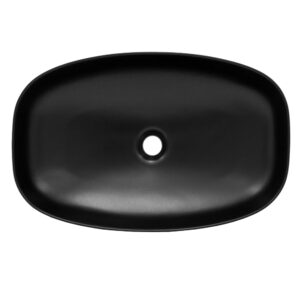 Waschbecken aus Keramik Schwarz 605x385x140 mm 61x14x39cm Keramik Schwarz ECD Germany Möbel Badezimmermöbel Waschbecken