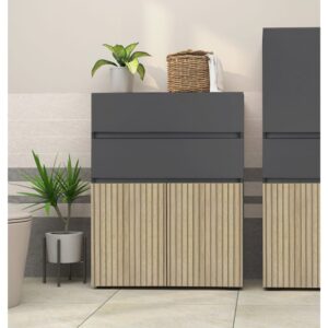 wohnli-moebel-suche-M25158803-1 Waschbeckenunterschrank mit 2 Türen 2 Schubladen in Holzoptik 35x98x76cm Spanplatte Braun Loft24 Möbel Badezimmermöbel Badezimmerschränke