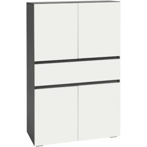 wohnli-moebel-suche-M25158822 Wohnli Möbelsuche - Waschbeckenunterschrank mit 4 Türen 1 Schublade in Anthrazit & Weiß