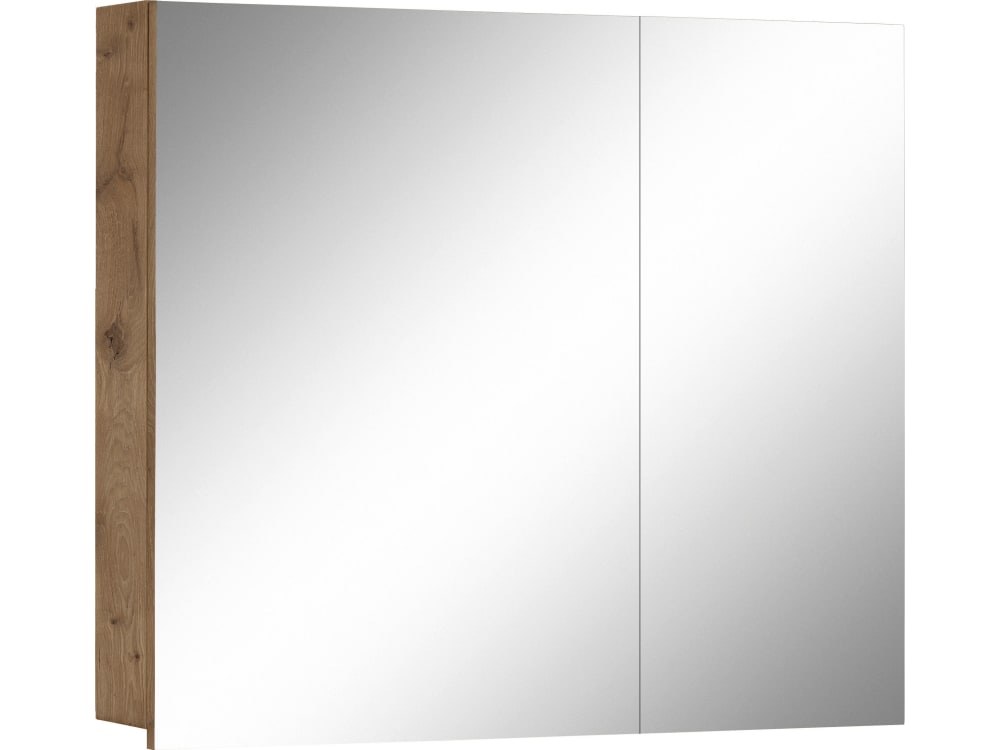Wohnli Möbelsuche - Badschrank zur Wandmontage mit Spiegel in Eichenoptik