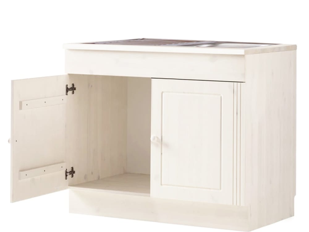 wohnli-moebel-suche-M25158851-1 Waschbeckenunterschrank mit 2 Türen aus Kiefer Weiß 60x85x100cm Holz Weiß Loft24 Möbel Badezimmermöbel Badezimmerschränke