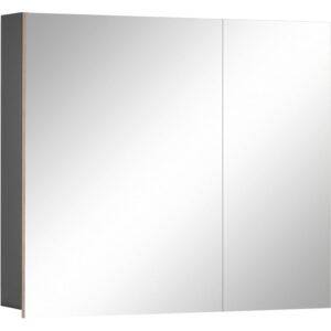Wohnli Möbelsuche - Badschrank zur Wandmontage mit Spiegel in Eichenoptik Anthrazit
