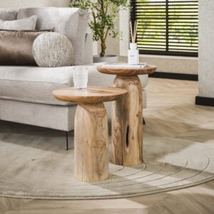 wohnli-moebel-suche-M25159978-1 Rundes Beistelltisch-Set aus Akazienholz 0x55x0cm Holz Braun Mathi Design Möbel Wohnzimmermöbel Couchtische