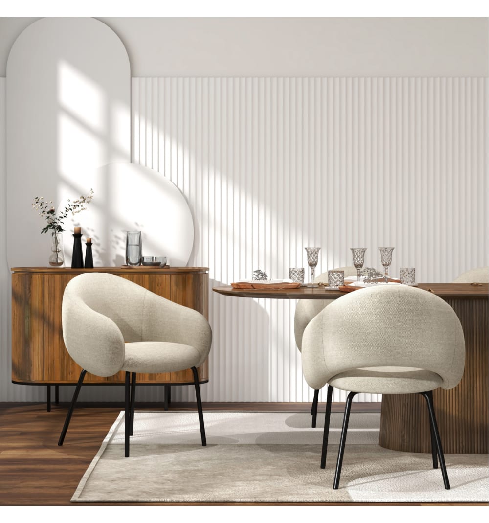 60x80x64cm Stoff Beige Moloo Möbel Esszimmermöbel Stühle