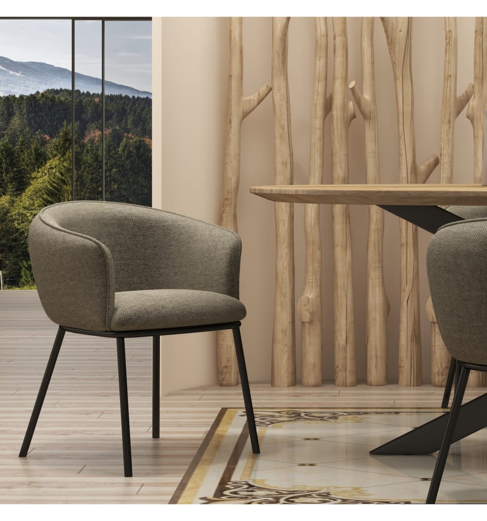 60x76x63cm Stoff Taupe Moloo Möbel Esszimmermöbel Stühle