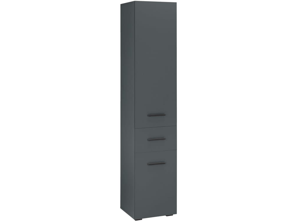 wohnli-moebel-suche-M25160202 Wohnli Möbelsuche - Badhochschrank mit 2 Türen 1 Schublade in Holzoptik Anthrazit