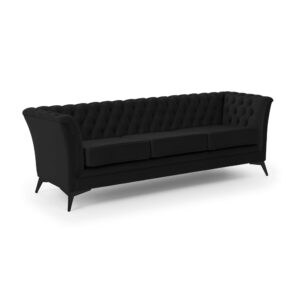 wohnli-moebel-suche-M25160704 Wohnli Möbelsuche - Chesterfield 3-Sitzer Sofa aus schwarzem Samt mit schwarzen Füßen