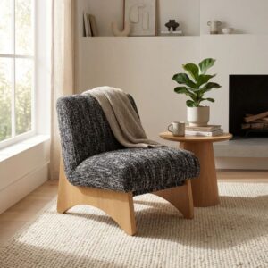 wohnli-moebel-suche-M25160770-1 Sessel aus massiver Eiche mit schwarz-weißem Stoff 88x86x73cm Holz Schwarz WOODEK Sofas und Sessel Sessel, Poufs und Fußbänke Sessel