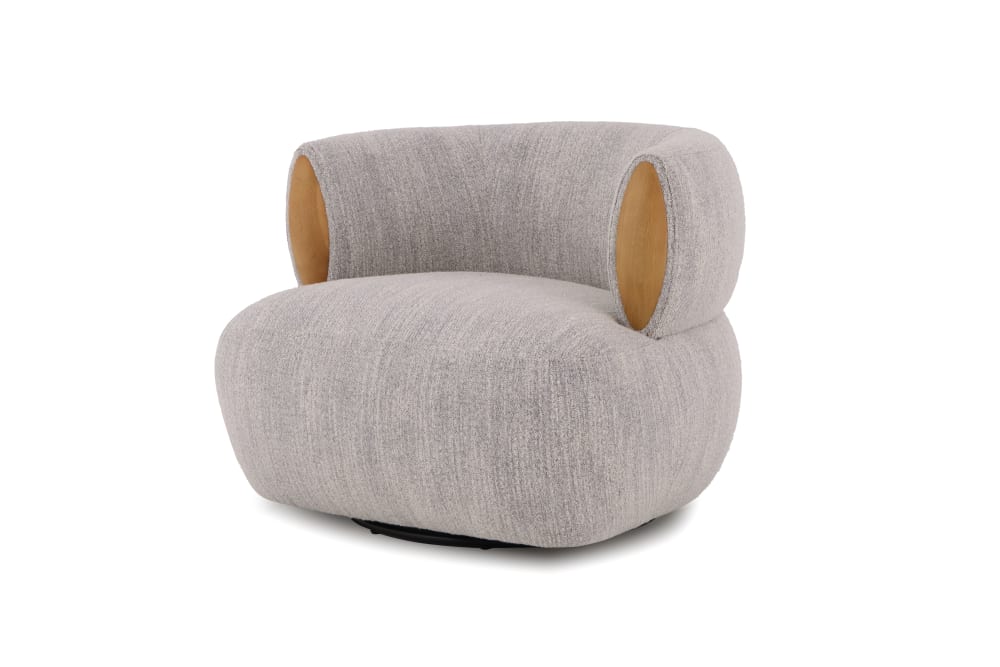 wohnli-moebel-suche-M25160773 Wohnli Möbelsuche - Drehbarer Sessel aus massiver Eiche mit grauem Stoff