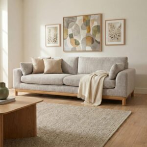 wohnli-moebel-suche-M25160777-1 3-Sitzer Sofa mit grauem Leigh-Stoff 102x87x250cm Holz Grau WOODEK Sofas und Sessel Sofas 2-Sitzer-Sofas & 3-Sitzer-Sofas