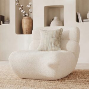 wohnli-moebel-suche-M25160914-1 Weiße Bouclé-Stoff-Sessel 72x70x89cm Stoff Weiß Maison Pavane Sofas und Sessel Sessel, Poufs und Fußbänke Sessel